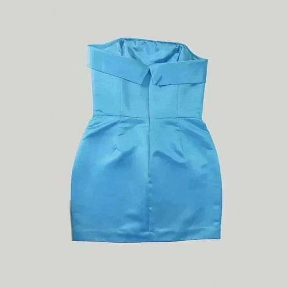 Vintage Betsey Johnson New Years Blue Strapless Mini Dress 10 Cocktail Formal - Picture 5 of 5